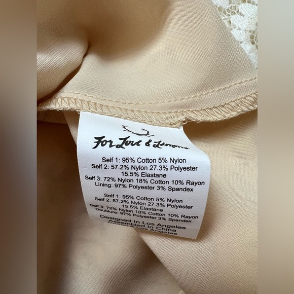 For Love & Lemons Daisy Dress Ivory Sz XS Mini Lace Long Balloon Sleeve V-neck - Picture 10 of 11